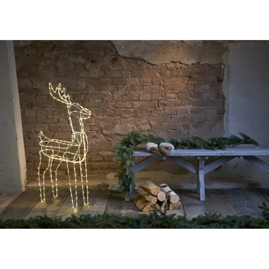LED-valokoriste Star Trading Tuby Deer koristeporo 105 cm
