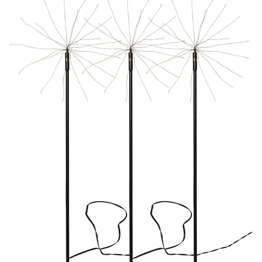 LED-valokoriste Star Trading Firework Outdoor, 3-osainen, musta