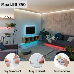 LED-valonauha Paulmann MaxLED 250, IP44, 240lm/m, 6500K, eri kokoja