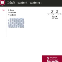 LED-valonauha Paulmann MaxLED 250, IP44, 240lm/m, 6500K, eri kokoja
