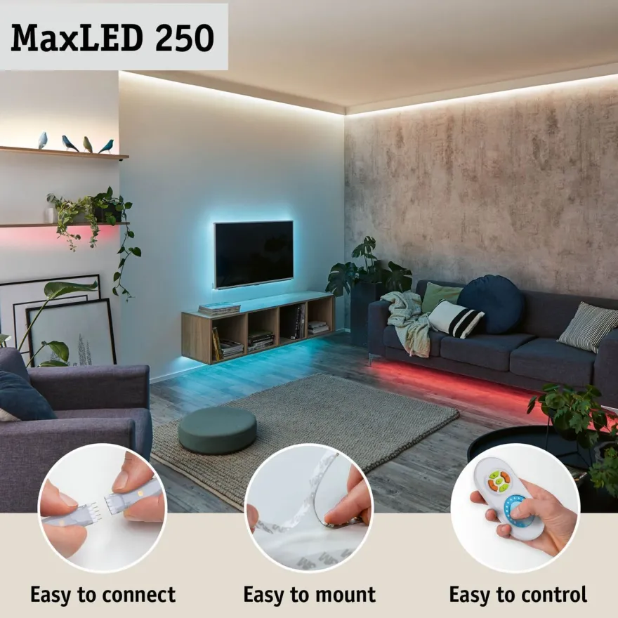 LED-valonauha Paulmann MaxLED 250, 270lm/m, säädettävä värilämpötila, eri kokoja