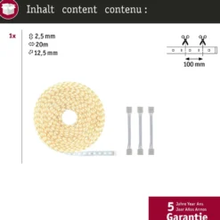 LED-valonauha Paulmann MaxLED 500, 20m, 72W, 550lm/m, 72LEDs/m, 3 sovitinkaapelia, 2700K