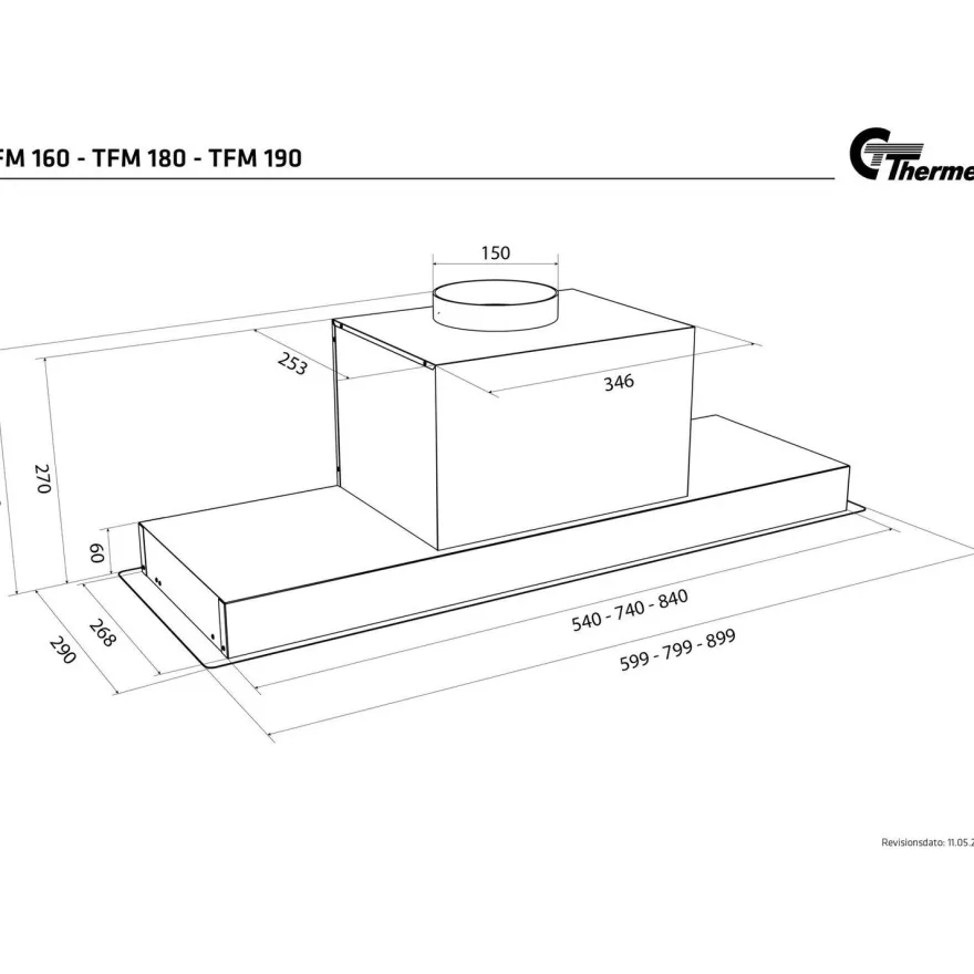 Liesituuletin Thermex TFM 160, 600 mm, sisäinen moottori, rst