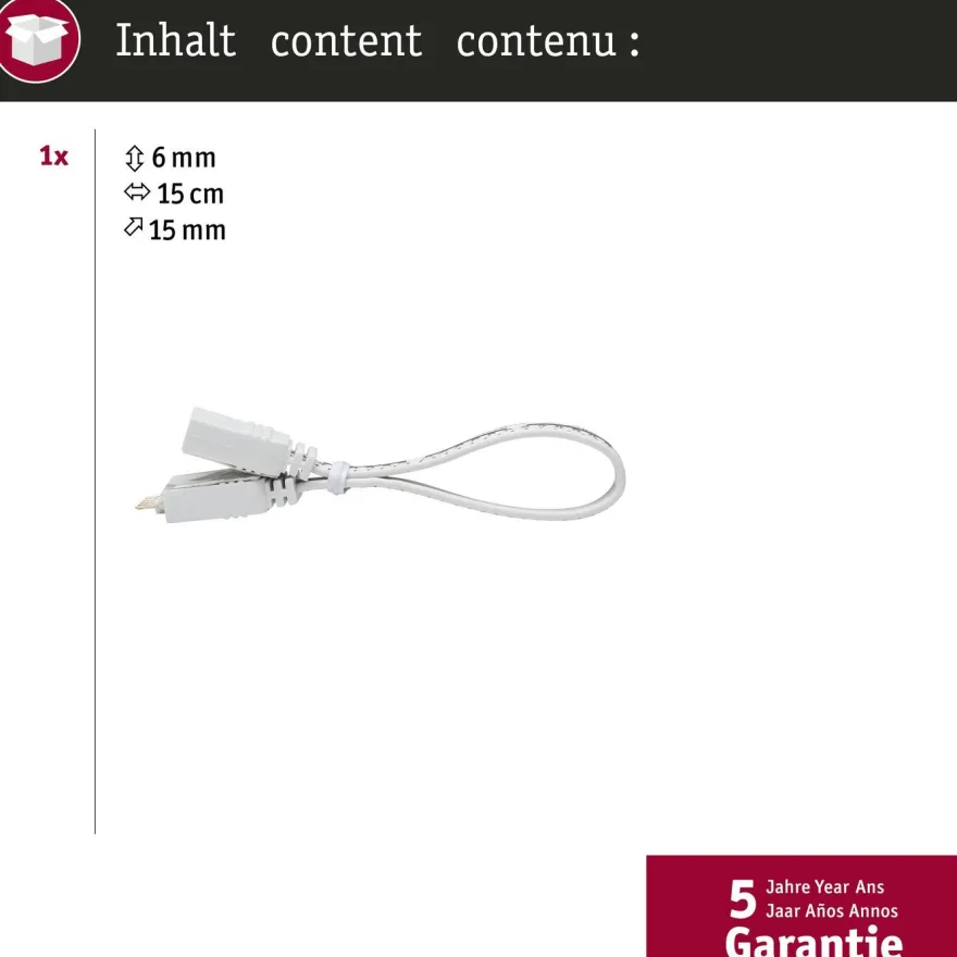 Liitäntäkaapeli Paulmann MaxLED, 0.1m, valkoinen