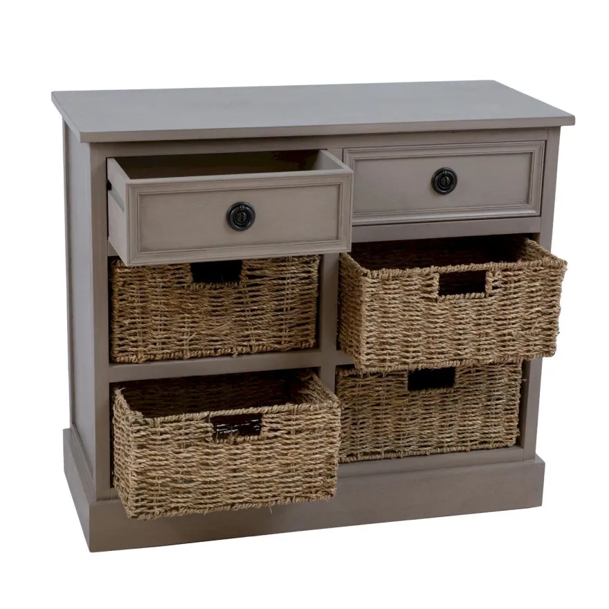 Lipasto Home4You Kent, korilaatikoilla, 76x33x66cm, harmaa