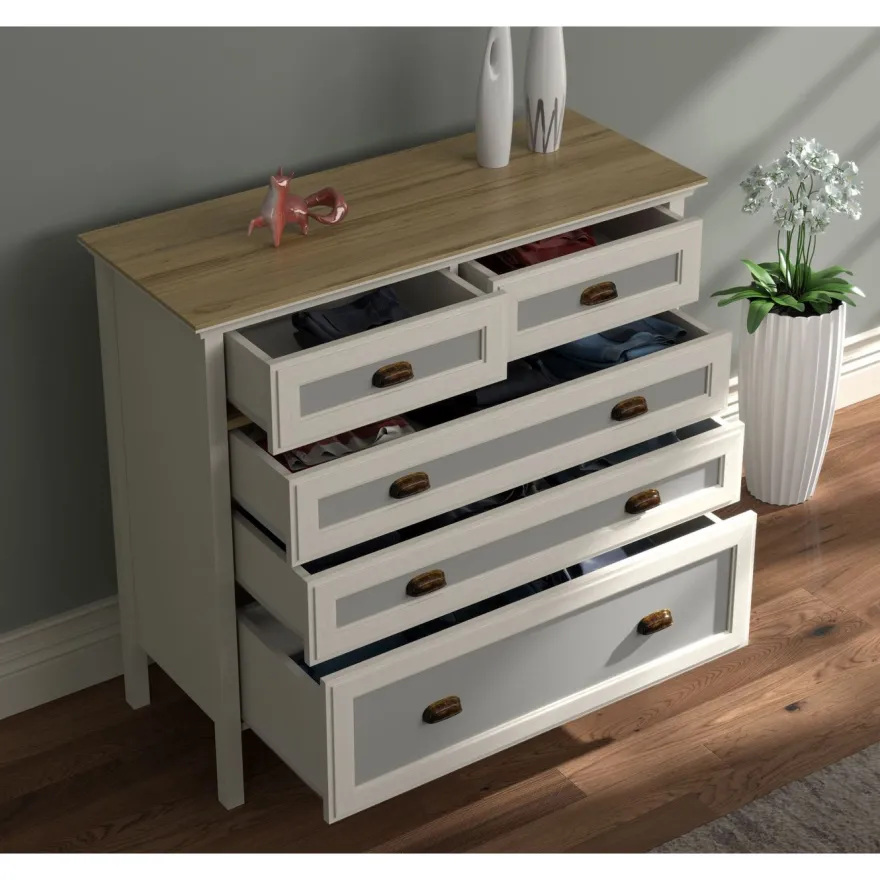 Lipasto Linento Furniture FRN-21013, 110x131cm, kerma/ruskea/harmaa