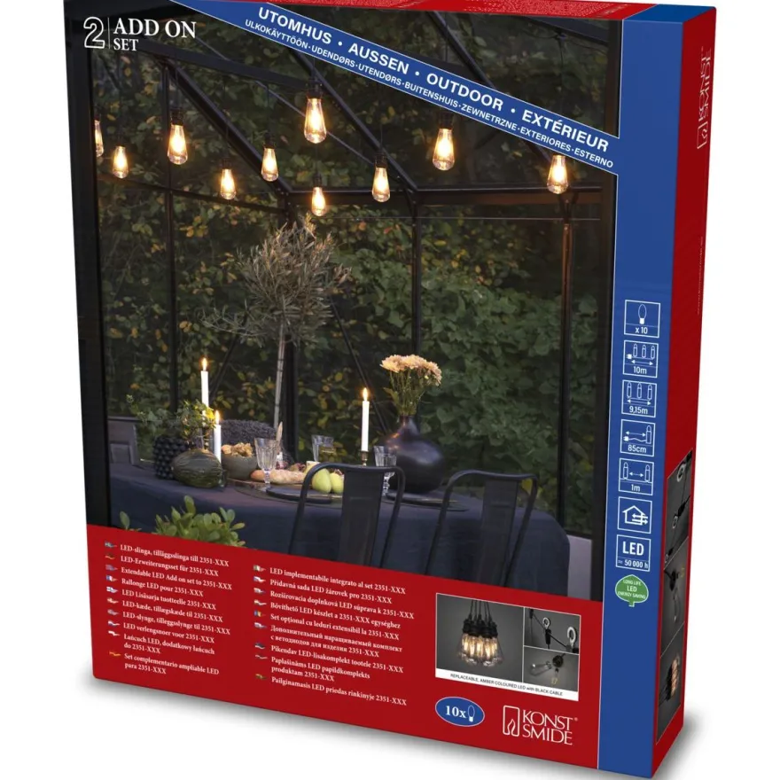 Lisävalosarja Konstsmide Pergola, 10-osainen, himmennettävä