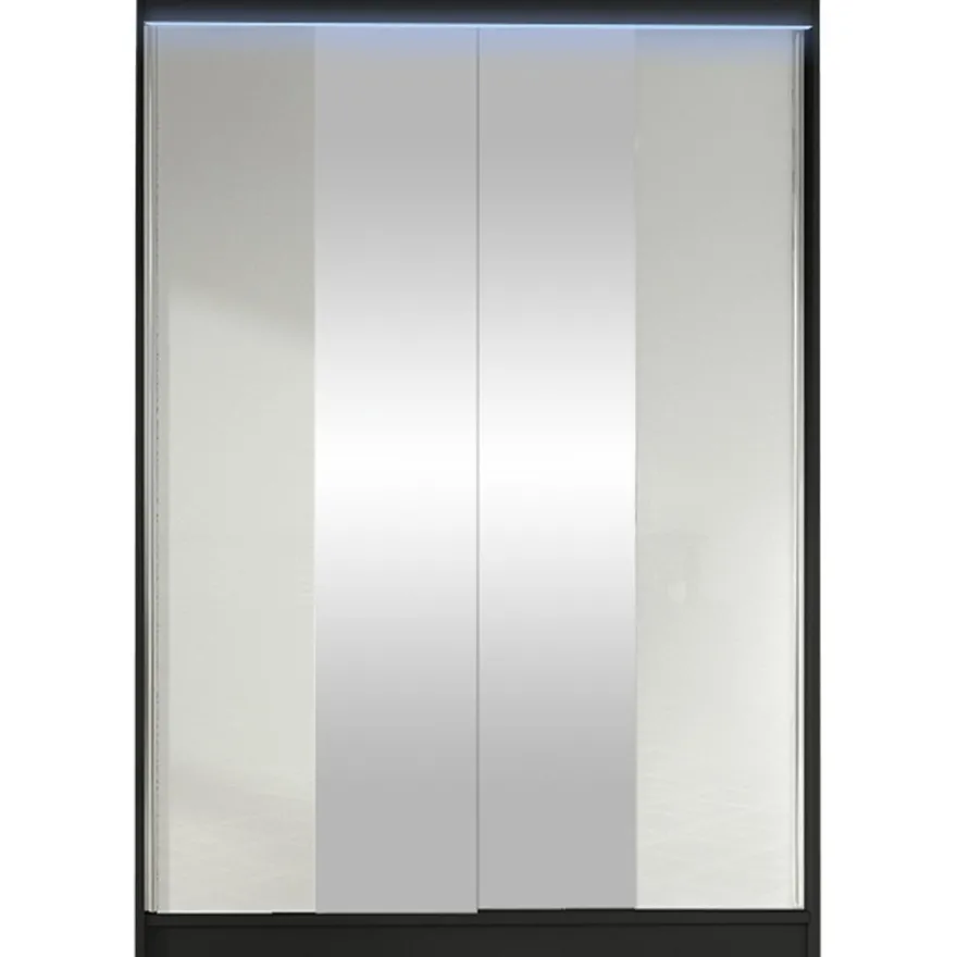 Liukuovivaatekaappi Nomla LINO II, LED-valaistuksella, peilillä, 120x200cm