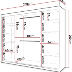 Liukuovivaatekaappi Nomla RIFLO SLIM 2 250, 250x200cm