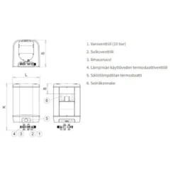 Lämminvesivaraaja Jäspi VLK 60, 2kW, rst, 60l