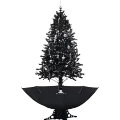 Lunta satava joulukuusi sateenvarjopohjalla, musta, 190cm, PVC