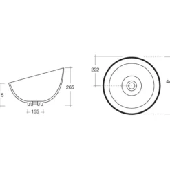 Malja-allas Interia Dome Obliquo, ø445mm, keraaminen, valkoinen