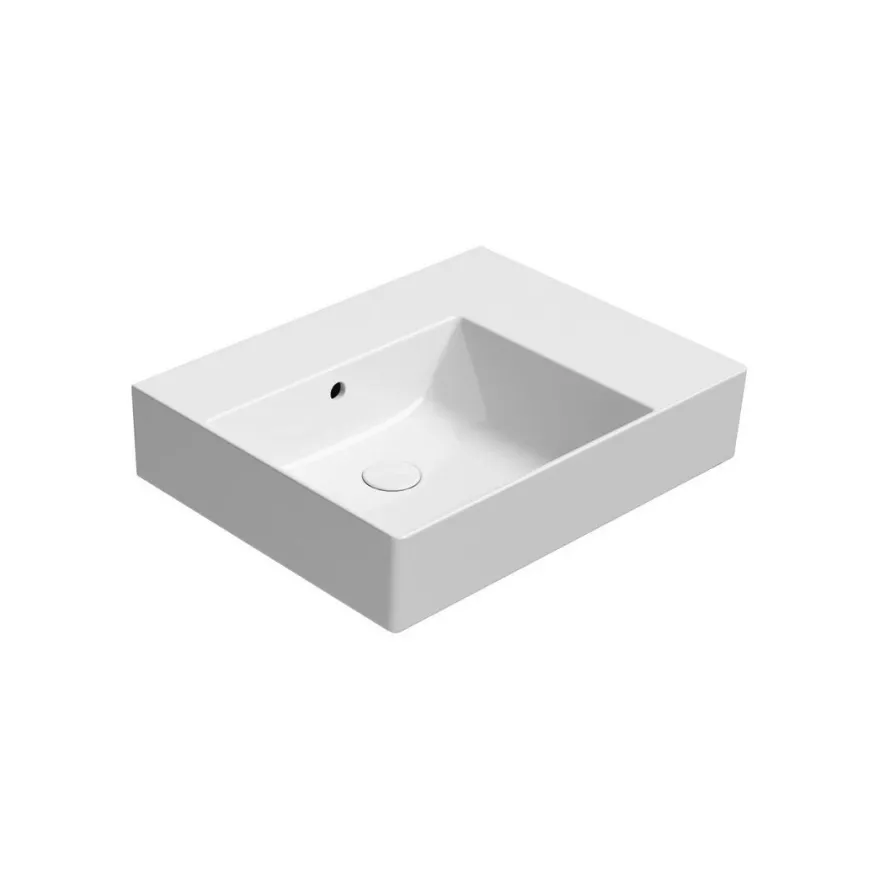 Malja-allas Interia Kube X 60x47cm, oikea, ei hanareikää, ExtraGlaze-pinnoite, valkoinen