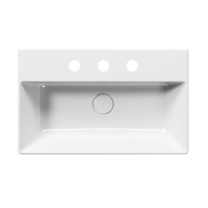 Malja-allas Interia Kube X 60x37cm, 3 hanareikää, ExtraGlaze-pinnoite, valkoinen