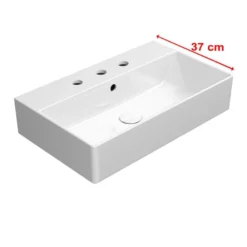 Malja-allas Interia Kube X 60x37cm, 3 hanareikää, ExtraGlaze-pinnoite, valkoinen
