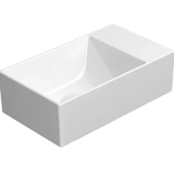 Malja-allas Interia Kube X 40x23cm, tasainen pohja, ei hanareikää, vasen/oikea, ExtraGlaze-pinnoite, valkoinen