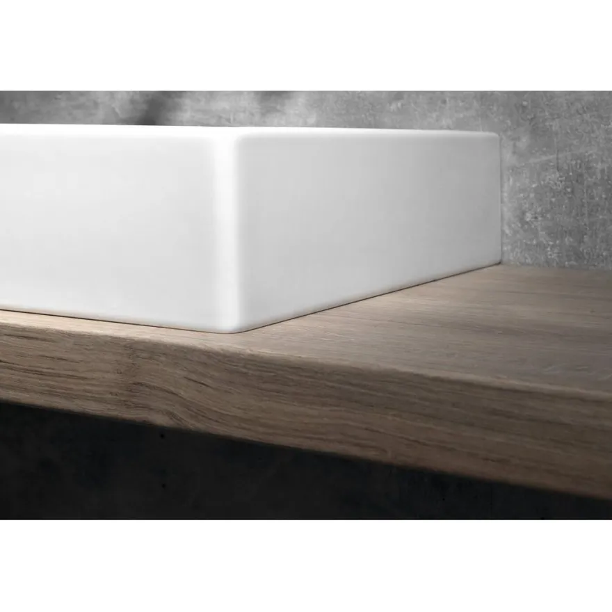 Malja-allas Interia Kube X 80x47cm, tasainen pohja, ei hanareikää, ExtraGlaze-pinnoite, valkoinen