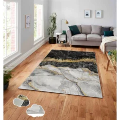 Matto Linento ASR CRPT-136, 100x140cm, musta/kulta