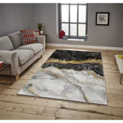 Matto Linento ASR CRPT-136, 100x140cm, musta/kulta
