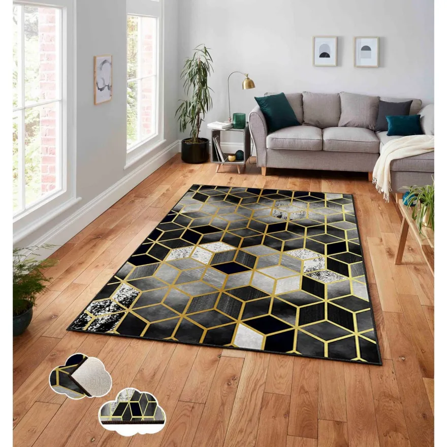 Matto Linento ASR CRPT-92, 160x230cm, musta/kulta