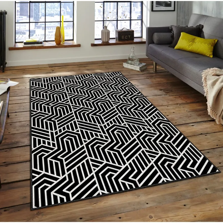 Matto Linento ASR CRPT-120, 160x230cm, mustavalkoinen