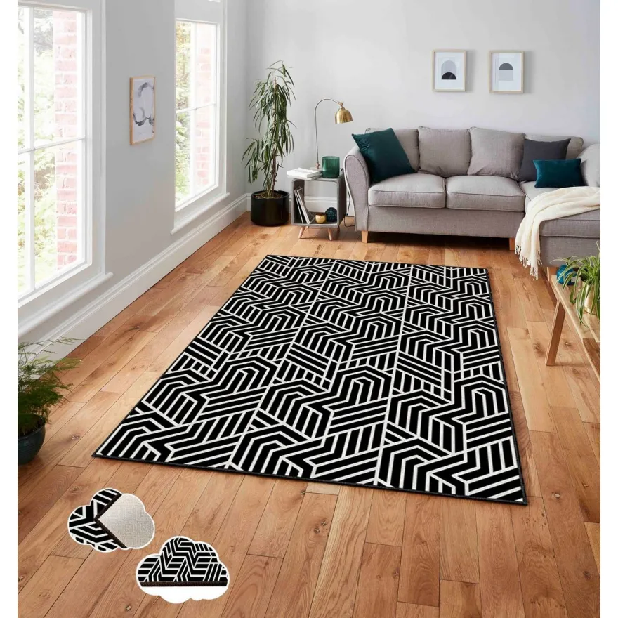 Matto Linento ASR CRPT-120, 160x230cm, mustavalkoinen