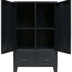 Metallinen vaatekaappi, teollinen tyyli, 67cm, musta
