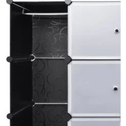 Moduulikaappi 18 lokeroa 37x146x180,5 cm musta ja valkoinen