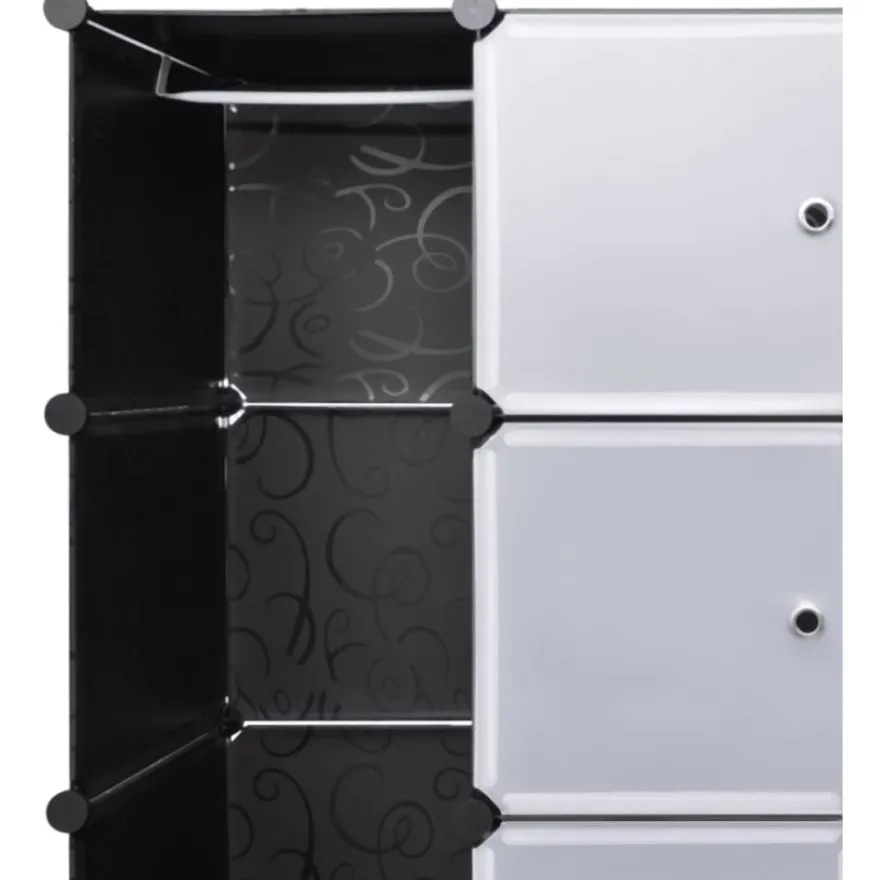 Moduulikaappi 18 lokeroa 37x146x180,5 cm musta ja valkoinen