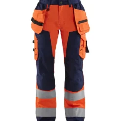 Naisten riipputaskuhousut Blåkläder 7156 Highvis, huomio-oranssi/sininen