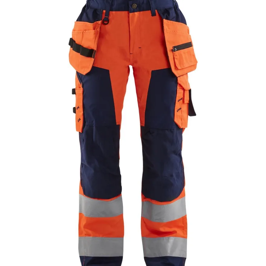 Naisten riipputaskuhousut Blåkläder 7156 Highvis, huomio-oranssi/sininen