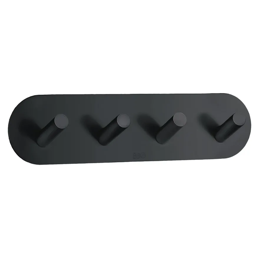 Nelikoukku Beslagsboden BB1094, tarrakiinnitteinen, musta
