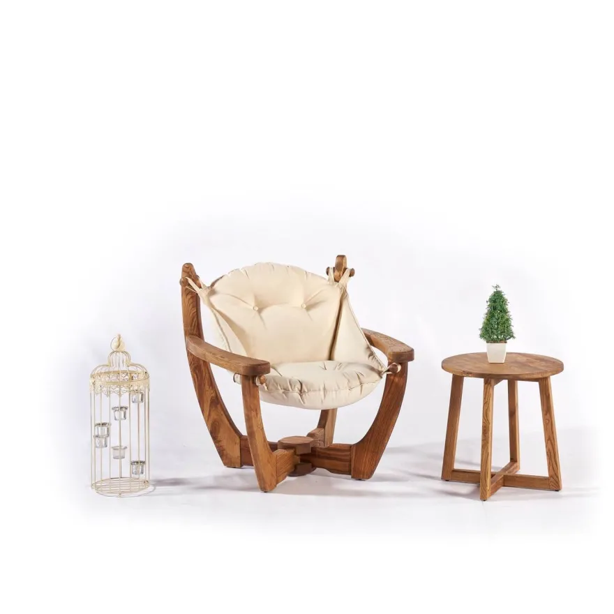 Nojatuoli Linento Garden Relax, kastanja, beige