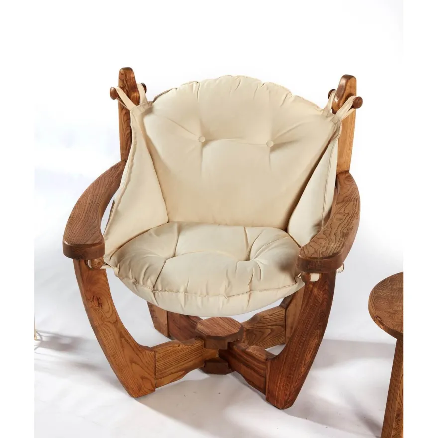 Nojatuoli Linento Garden Relax, kastanja, beige