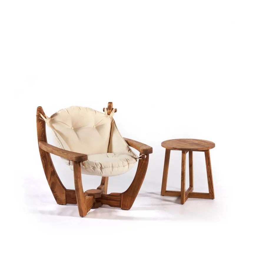 Nojatuoli Linento Garden Relax, kastanja, beige
