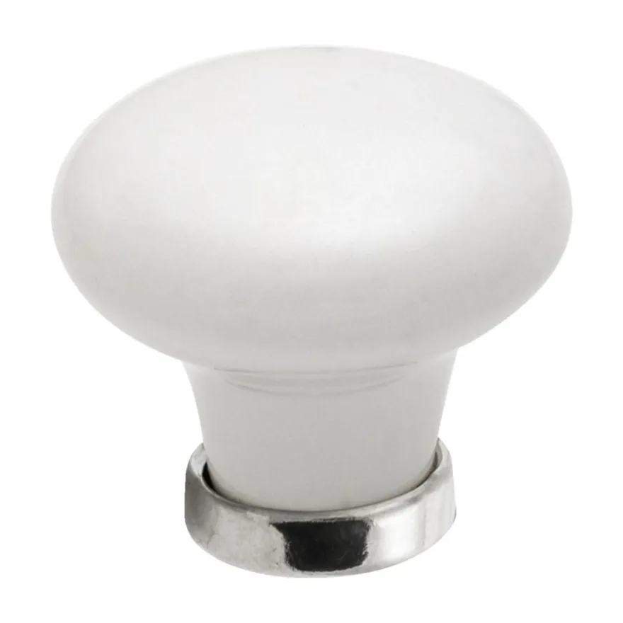 Nuppivedin Beslag Design 24081, Ø 30x30 mm, valkoinen posliini + nikkeli