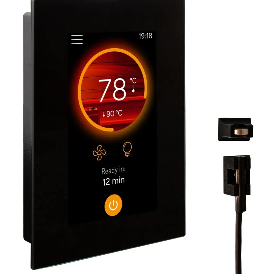 Ohjauspaneeli Harvia Fenix 4,3" WiFi Touchscreen Control, ovianturilla, musta