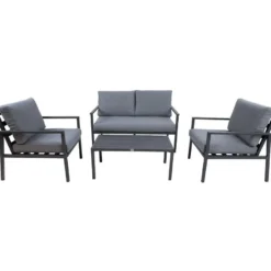 Oleskeluryhmä Home4you Adrio, sohva + 2 tuolia + pöytä, harmaa