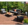 Oleskeluryhmä Home4you Felino, 3-istuttava sohva + 2 nojatuolia + pöytä, musta