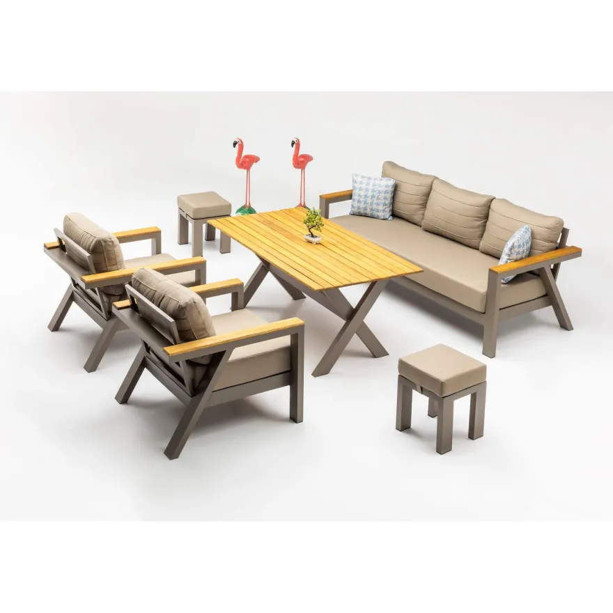Oleskeluryhmä Linento Garden Daisy, 7-istuttava, beige