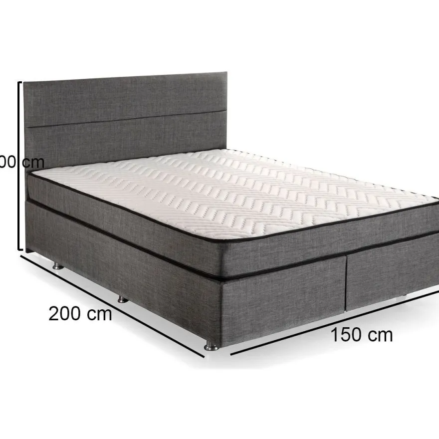 Parisänky Linento Furniture Silver Grey harmaa, ilman patjaa, eri kokoja