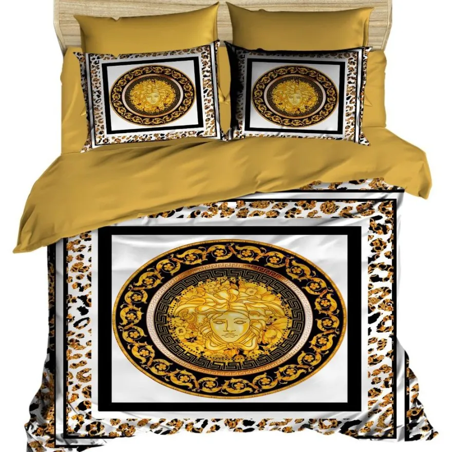 Parivuoteen pussilakanasetti Linento Raven, 260x220cm + 50x80cm, kulta