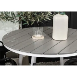 Parvekeryhmä Venture Home, ø90cm Break-pöytä + 2 Lindos-tuolia, käsinojilla