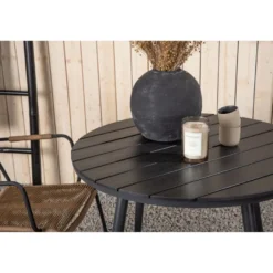 Parvekeryhmä Venture Home, ø90cm Break-pöytä + 2 Lindos-tuolia, käsinojilla