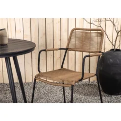 Parvekeryhmä Venture Home, ø90cm Break-pöytä + 2 Lindos-tuolia, käsinojilla
