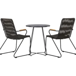 Parvekeryhmä Venture Home, ø60cm musta Bacong-pöytä + 2 Bois-tuolia
