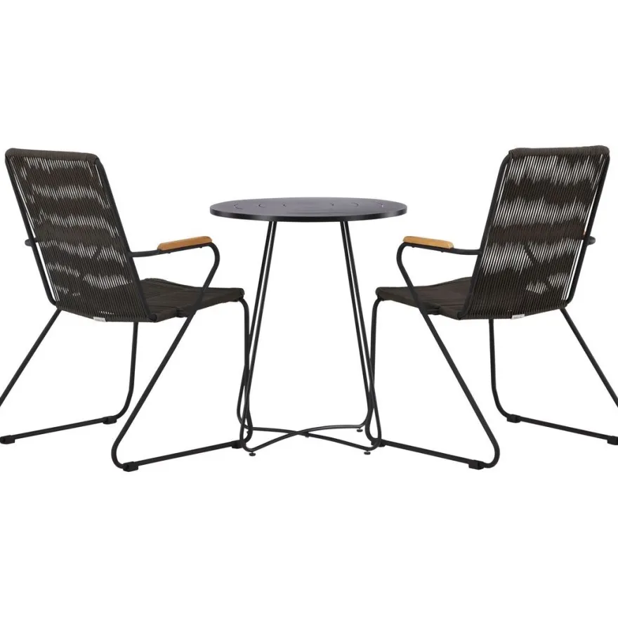 Parvekeryhmä Venture Home, ø60cm musta Bacong-pöytä + 2 Bois-tuolia