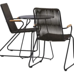 Parvekeryhmä Venture Home, ø60cm musta Bacong-pöytä + 2 Bois-tuolia