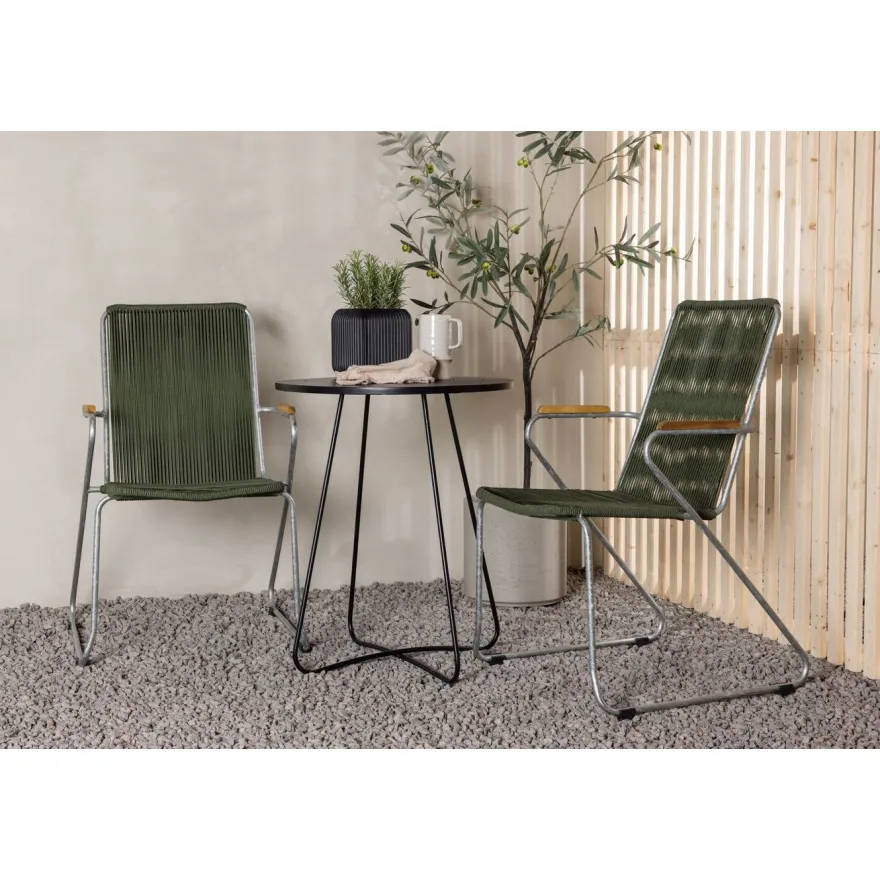 Parvekeryhmä Venture Home, ø60cm musta Bacong-pöytä + 2 Bois-tuolia