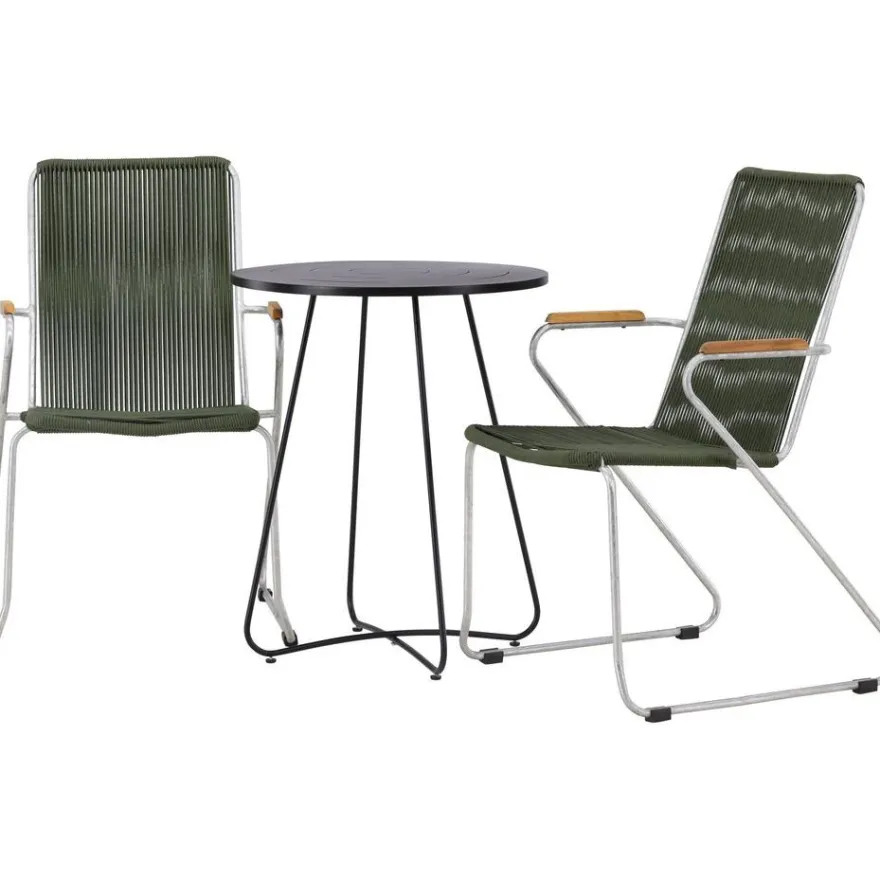 Parvekeryhmä Venture Home, ø60cm musta Bacong-pöytä + 2 Bois-tuolia